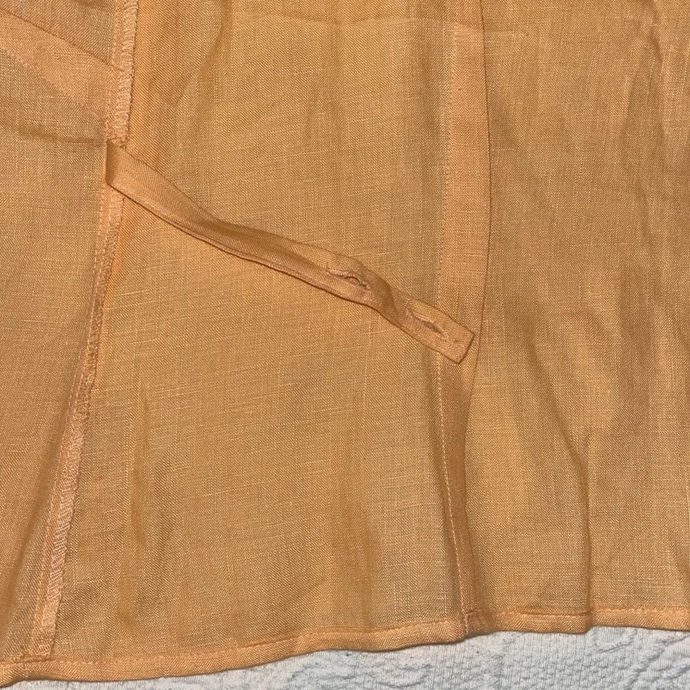 Edward 100% Irish linen sleeveless top. Orange crossbody tie. large. Fall. - Picture 11 of 11